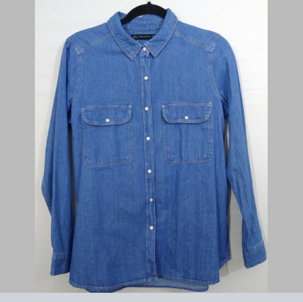 Zara Denim Button Up Top
